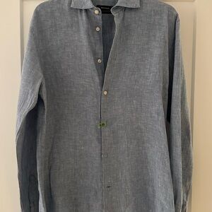 Blue Button-Up Shirt LINEN MATINIQUE